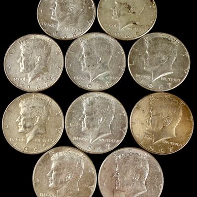 A Collection of US Kennedy Half Dollars, 1967-1969