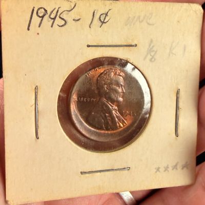 1945 US Lincoln Wheat Cent, Major Off-Center Strike Error