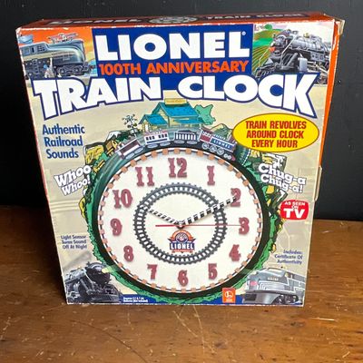 Sale Photo Thumbnail #181: Lionel 100th Anniversary Animated Train Wall Clock Item No. 7183