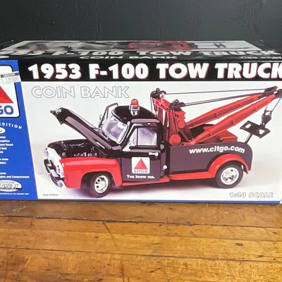 Sale Photo Thumbnail #175: Gearbox Collectible 1953 Ford F-100 Citgo Tow Truck Die-Cast Coin Bank
