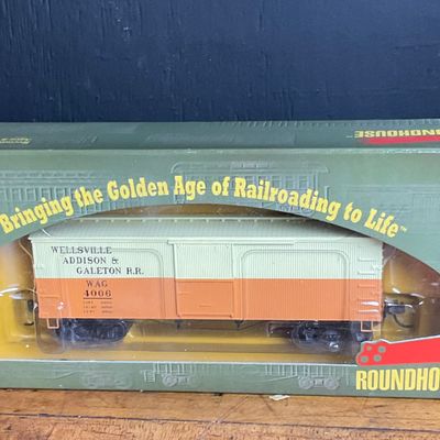 Sale Photo Thumbnail #163: Roundhouse HO Scale Wellsville Addison & Galeton 36 Foot Box Car 4006