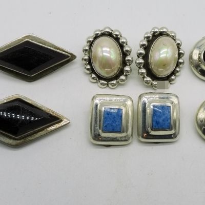 4 Pair Sterling Gemstone Earrings