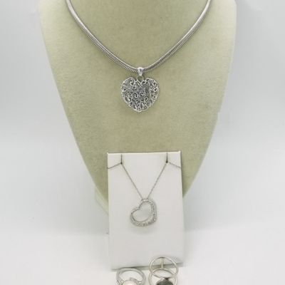 Heart Necklaces, Pearl & Abalone Rings - Sterling