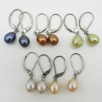 Five Pearl Drop Earring Pairs, Sterling