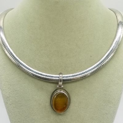 Sterling Silver Orange Pendant Necklace