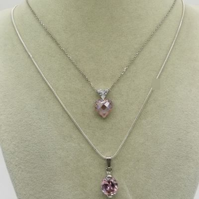 Two Sterling Pink CZ Necklaces