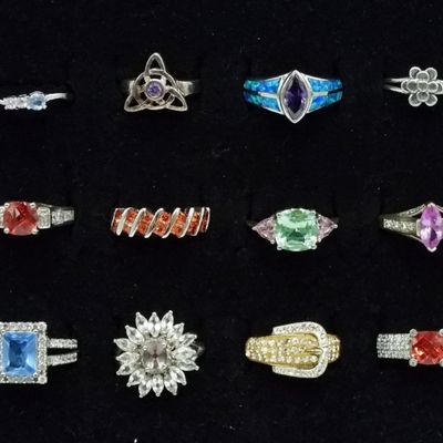 12 Sterling Gemstone Rings