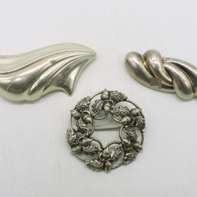 3 Vintage Sterling Brooches