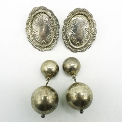 Taxco Sterling Earrings, Two Pair