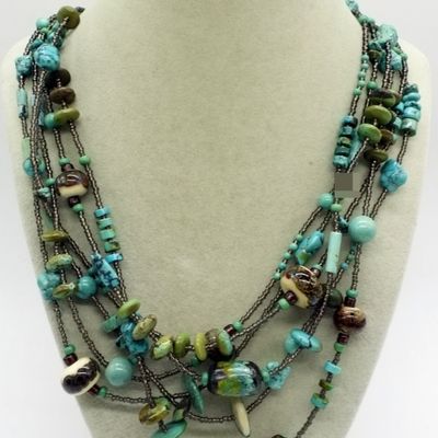 Sterling Turquoise Beaded Necklace