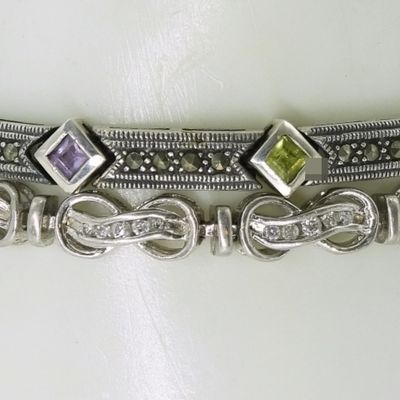 Sterling Silver Gemstone Bracelet Pair