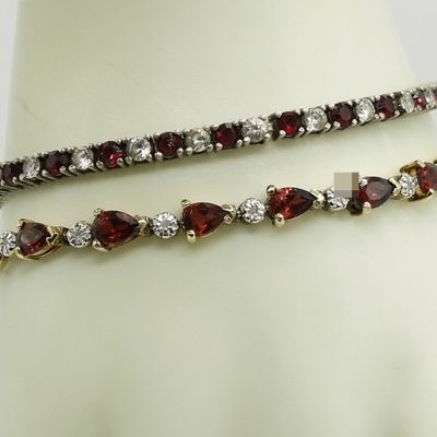 2 Sterling Garnet Bracelets
