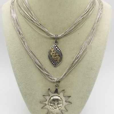 2 Liquid Sterling Necklaces with Pendants