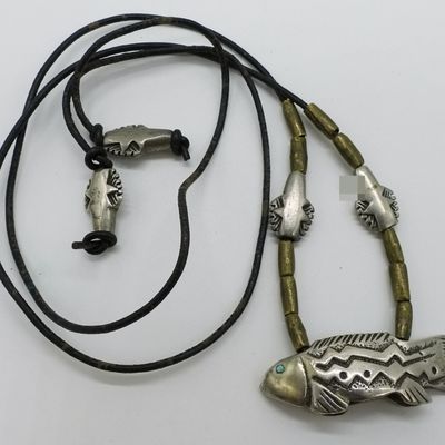 Sterling Fish Pendant Bolo Necklace