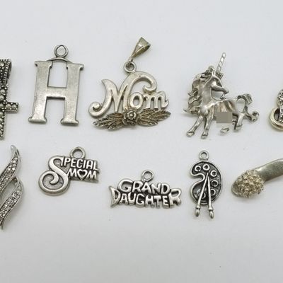 10 Sterling Pendants & Charms