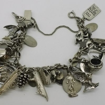 Vintage 925 Charm Bracelet, 21 Charms