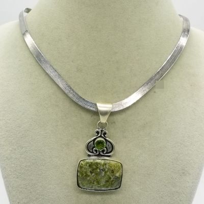 Green Jasper 925 Pendant & Chain