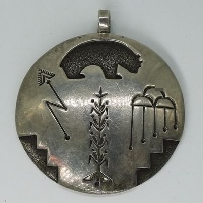 Sterling Silver Navajo Bear Pendant