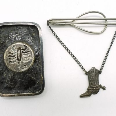 Sterling Scorpion Bolo Tie & Cowboy Boot Slide