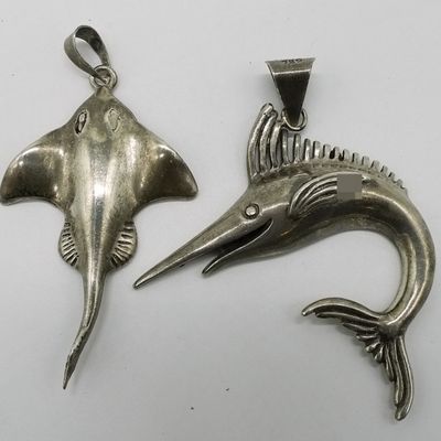Sterling Silver Swordfish & Stingray Pendants