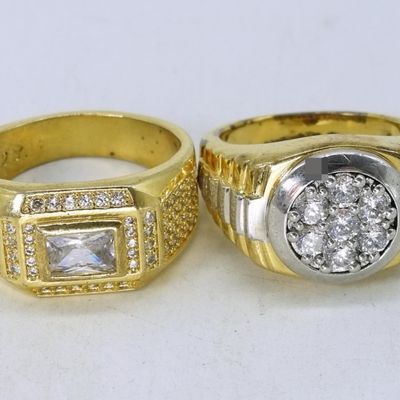 Two Sterling & Gold Tone Fashion Rings