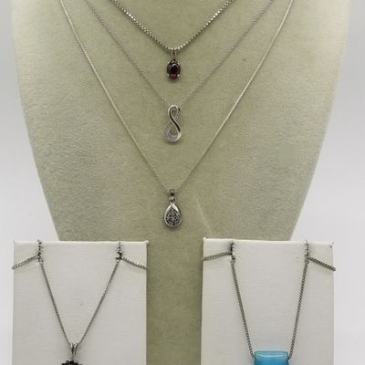 5 Sterling, Gemstone Fashion Necklaces