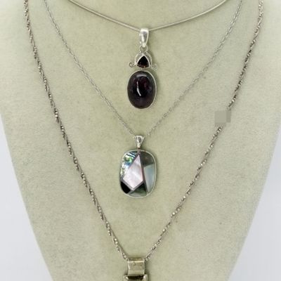 3 Sterling Gemstone Necklaces