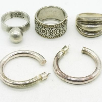 Sterling Silver Taxco Ring & Earring Lot