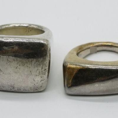 Sterling Silver Puffed Signet Rings