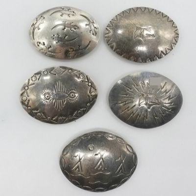 Sterling Silver Southwest Button Covers, Set of 5