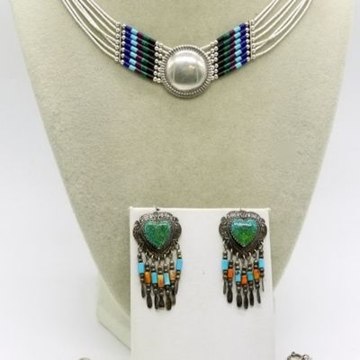 Sterling Turquoise Beaded Jewelry Set