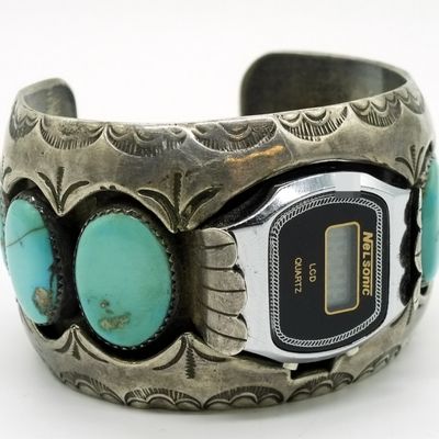 R. Jackson Navajo Sterling Turquoise Cuff Watch