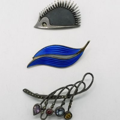3 Sterling Figural Brooches