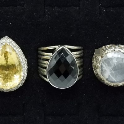 3 Chunky Sterling Gemstone Rings