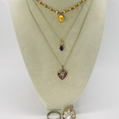 Gold Tone Sterling Rings & Necklaces