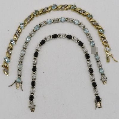 3 Sterling Gemstone Tennis Bracelets