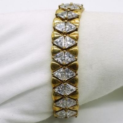 Sterling Gold-Tone Rhinestone Bow Bracelet