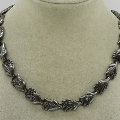 Napier Sterling Leaf Link Necklace, 17 Inches
