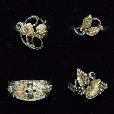 Four Sterling & 10K Rings