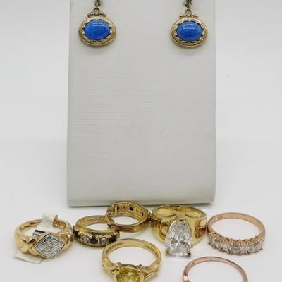Gold Tone Sterling Rings & Earrings
