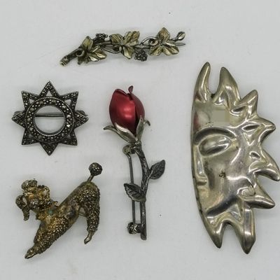 5 Vintage Sterling Brooches