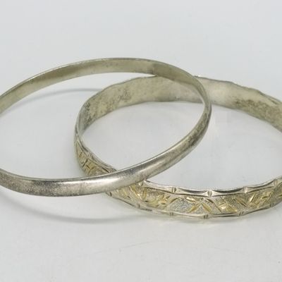 Two Sterling Multi Tone Bangles