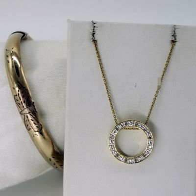 Gold Tone Sterling Circle Pendant Necklace