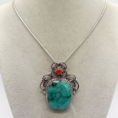 Large Turquoise Sterling Necklace