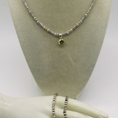 Sterling Beaded Necklace and Bracelets