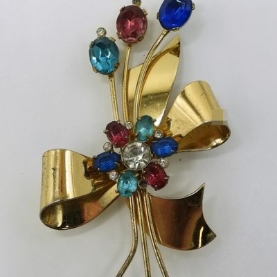 Coro Sterling Gold-Tone Rhinestone Brooch