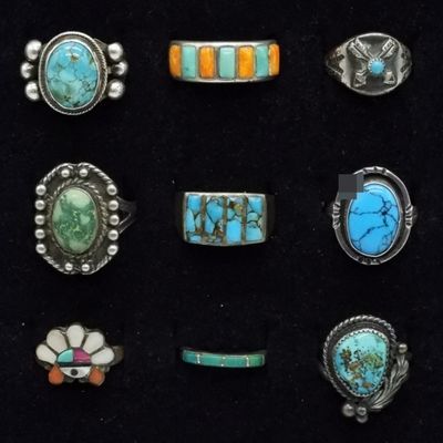9 Sterling Turquoise Vintage Rings