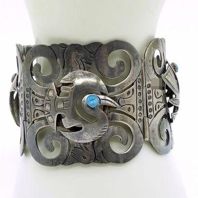 Sterling Silver Turquoise Hinged Cuff Bracelet