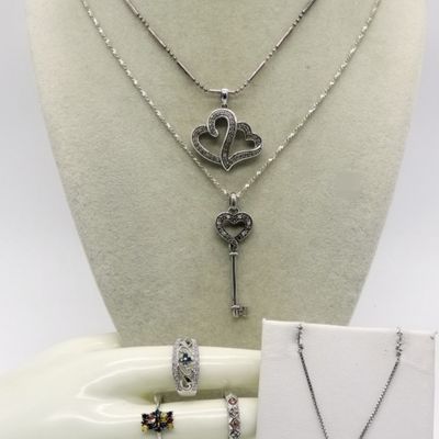 Sterling Silver Diamond & Moissanite Jewelry Lot,