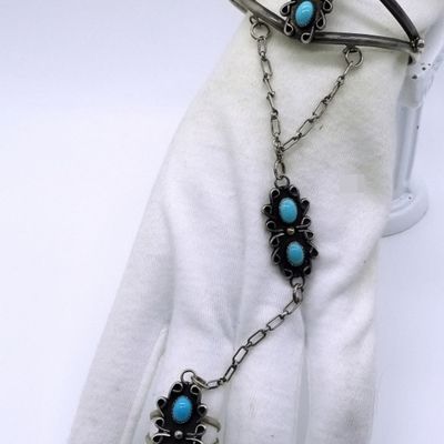 Carolyn Pollack Sterling Turquoise Cuff & Ring Set